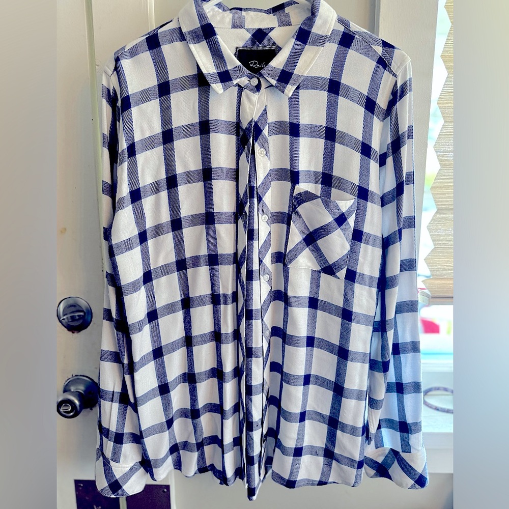 Rails Blue And White Button Down, Size Large - image 1